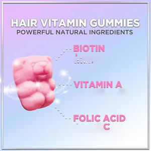 Gomillas de pelo veganas 3 en 1 para el crecimiento del cabello, gominolas de biotina para la piel del cabello, gominolas de biotina para la piel, OEM con etiqueta privada vegana - Product Image 5