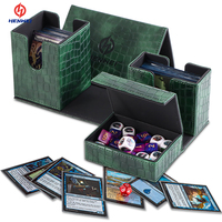 Boîte à cartes portable Henwei 80+ 100+ cartes en cuir PU, couleur classique, jeux OEM personnalisables, matériau écologique
