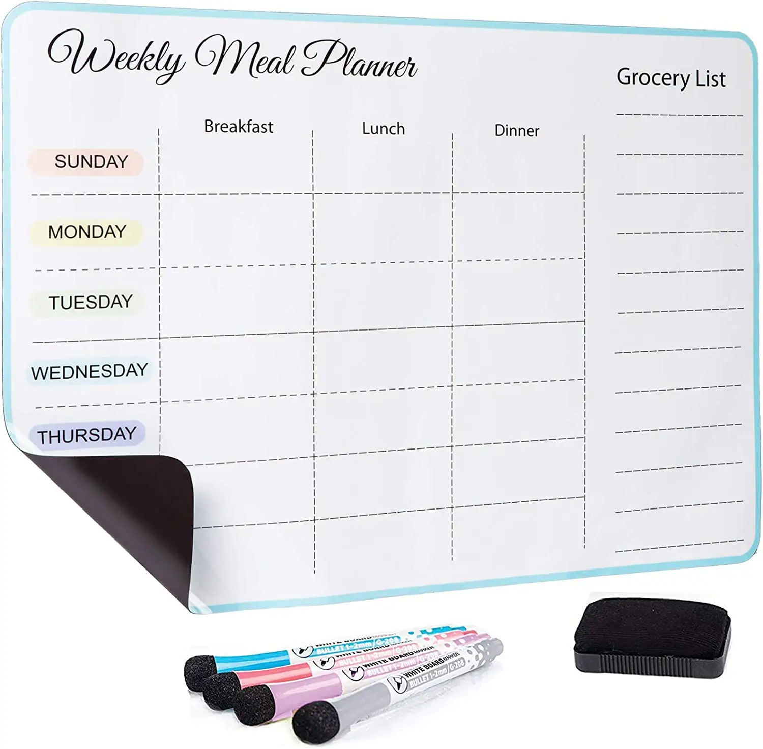 Magnetic Makan Mingguan Planner 17*11 "Dry Erase Board/Papan Tulis Magnetik