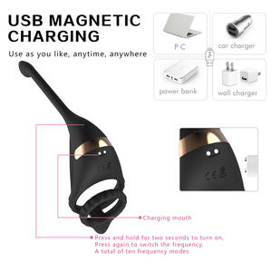 Anillo vibrador de silicona de 10 frecuencias con control remoto por aplicación, doble bloqueo y tapón anal para adultos. - Product Image 6