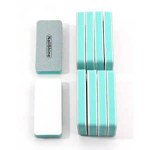 Lima de esponja lavable al agua para manicura, bloque pulidor de doble cara, cuadrado, grano fino, mini lima de uñas verde y blanca - Product Image 5