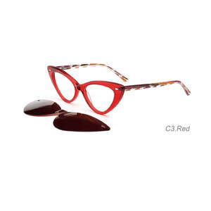 Occhiali da sole da donna di nuovo Design con struttura <span class=keywords><strong>blu</strong></span>/marrone/grigio/tartaruga trasparente occhio di gatto TR90 acetato polarizzato paralume a Clip - Product Image 4