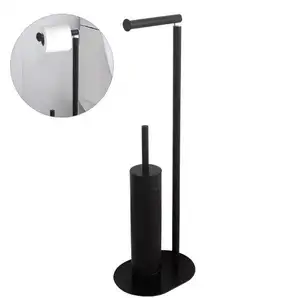 Hot Selling Bathroom Toilet Paper Roll Holder Stand ,Metal Bathroom Standing Toilet Paper Holder with Toilet Brushed Holder