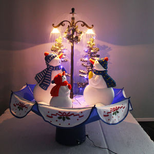 Adorno navideño con luz de nieve, conjunto de árbol de Navidad, decoración del hogar, trío nevando, figuras de muñeco de nieve con base de paraguas - Product Image 4