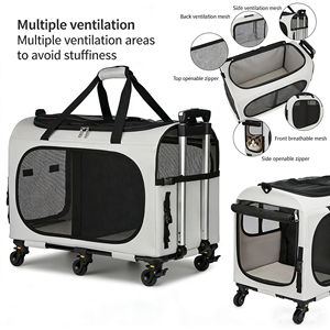 Boîte de <span class=keywords><strong>transport</strong></span> portable pour <span class=keywords><strong>chien</strong></span> et chat, pliable, respirante, surface douce, modèle de voyage, valise à roulettes en Oxford imprimé - Product Image 1