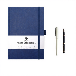 Agenda de Cuero A5 con Tapa Dura, Planificador de 365 Días, Semanal y Mensual 2026, Encuadernación Cosida, Diario, Papelería, Banda Elástica, Tapa Personalizable - Product Image 4