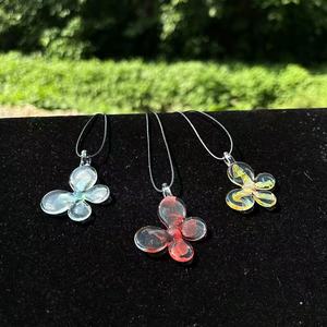 Imported Material Glass Butterfly Pendant Glass Necklace Accessories Gift Niche Instagram-style Gift Diy Components Handmade - Product Image 2