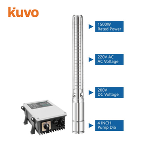 ปั๊มน้ำพลังงานแสงอาทิตย์ KUVO สำหรับการเกษตร  ทำจากสแตนเลส 2 แรงม้า 1500 วัตต์ แบบจุ่มใต้น้ำสำหรับบ่อน้ำลึก พร้อมตัวควบคุม MPPT - Product Image 2