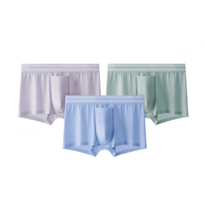 Calzoncillos bóxer de corte medio para hombre, transpirables, con bolsa frontal de ángulo plano, de seda helada y nailon, de alta calidad. - Product Image 1