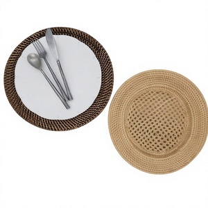 Vintage Rattan Charger Plate Natural Wicker Table Charger Handwoven Round Placemat Rustic Decorative Table Accessory - Product Image 1