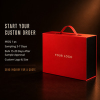 Boîte cadeau rigide rouge et noire personnalisée avec poignée supérieure et deux fentes pour bijoux, cosmétiques, bougies – Vente en gros OEM