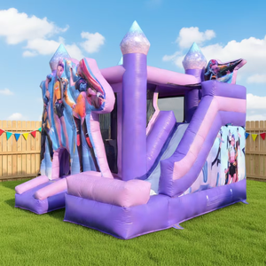Combo de Brincolín Inflable para Fiestas Infantiles - Diseño de Estrella de K-Pop, Morado y Rosa, Uso Comercial - Product Image 4