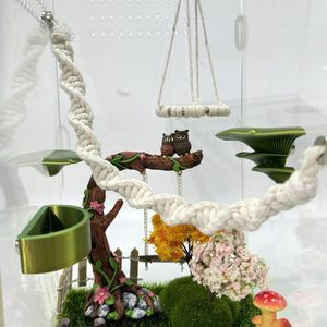 Pont suspendu en corde pour araignées sauteuses, en coton naturel, fait main, fixation magnétique, accessoires pour terrarium <span class=keywords><strong>de</strong></span> reptiles et tarantules - Product Image 5