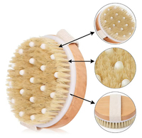 Brosse corporelle en bois à logo personnalisé pour le drainage lymphatique, ensemble de brosses exfoliantes en poils de sanglier naturels pour une peau éclatante