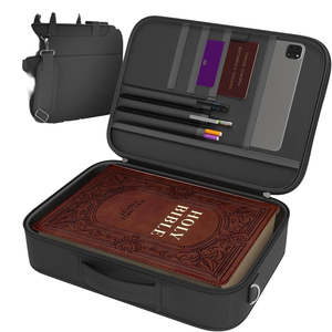 Bolso Tote Negro con Cierre para Hombre y Mujer, Correa para el Hombro con Ranuras para Bolígrafos, Funda Grande Premium para Biblia - Product Image 1