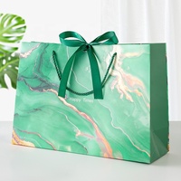 Sac fourre-tout de luxe en marbre vert avec ruban en satin et nœud, personnalisable avec logo, pour mariage, anniversaire, cosmétiques, bijoux, boutique, emballage cadeau