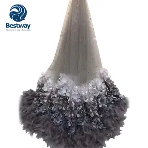 Bestway 羽毛设计绿色 3d 花朵蕾丝面料