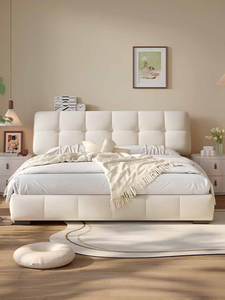 <span class=keywords><strong>Lit</strong></span> Nuage Nordique Moderne et Simple en Velours Teddy, <span class=keywords><strong>Lit</strong></span> Princesse de Chambre à Coucher Principale, King Queen – En Stock, Showroom Voxhome USA - Product Image 2