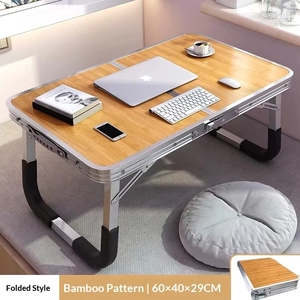 <span class=keywords><strong>Tavolo</strong></span> Pieghevole in Legno per Casa, Ufficio e Campeggio, Scrivania Portatile Regolabile per Laptop, Scaffale Laterale per Soggiorno - Product Image 2
