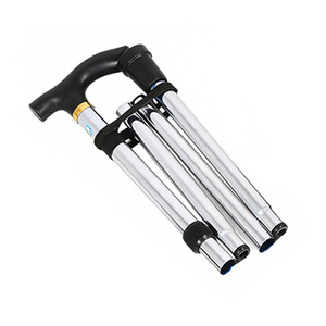 Bâton de marche pliant en alliage d'aluminium, 4 sections, bâton de randonnée pliable pour personnes âgées, argent, noir, bronze - Product Image 1