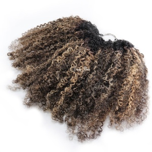 Estensioni di <span class=keywords><strong>Capelli</strong></span> Umani Vmae Raw Virgin Balayage Biondo Cenere con Riflessi <span class=keywords><strong>Ricci</strong></span> <span class=keywords><strong>Afro</strong></span> Kinky per Trecce all'Uncinetto - Product Image 2