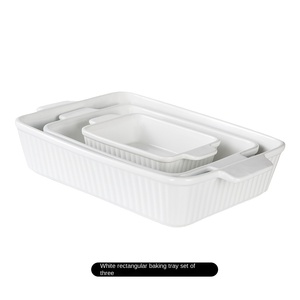 Gốm Ba-Mảnh Dài Vuông Hai Tai Nướng Pan Lò Lò Vi Sóng Lò Tương Thích Cho Bánh Cross-Biên Giới Xuất Khẩu Châu Âu Mỹ - Product Image 5