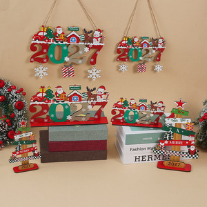 Adorno Navideño Colgante de Madera 2027, Letrero de Bienvenida con Santa, Reno y Muñeco de Nieve, Decoración para Árbol de Navidad, para Fiestas en Casa - Product Image 5