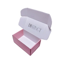 Boîte d'emballage de cosmétique, en carton ondulé rose blanc, avec Logo personnalisé, boîte expédition postale, 50 unités
