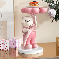 Grande Statue d'ours en résine Table d'appoint personnalisée Home Decor Craft Floor Living Room Sofa Bedside Four-leaf Clover Bear Decoration