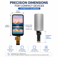 Écran LCD TFT de 1,47 pouce, résolution 172x320, pilote SPI 4 fils ST7789, petit écran IPS pour appareils connectés