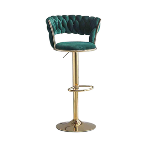Height Adjustable Swivel Bar <b>Stool</b> Velvet Golden Base Barstools Chairs Padded <b>Seat</b> Woven Kitchen High Dining Chair <b>Stools</b> - Product Image 6