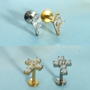 G23 titanio herradura labio Piercing Zirconia hueso Piercing tornillo con amor hilo interior hélice tornillo titanio cuerpo muelle joyería - Product Image 2