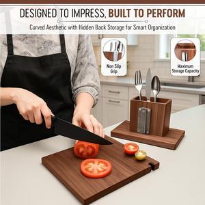 ที่วางมีดแม่เหล็กไม้เนื้อแข็งสำหรับวางบนเคาน์เตอร์ครัว พร้อมที่ลับมีด - Product Image 2