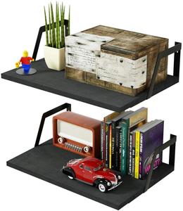 Fácil montaje flotante estantes montado en la pared <span class=keywords><strong>de</strong></span> <span class=keywords><strong>madera</strong></span> rústica estantes con gran capacidad - Product Image 1