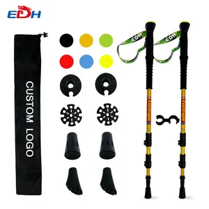 Aluminum 7075 Trekking Pole Quick Lock Non Slip Trekking Pole Walking Sticks Aluminum Alloy 7075 Adjustable Ultra Light Carbon Fiber Customized Hiking 135