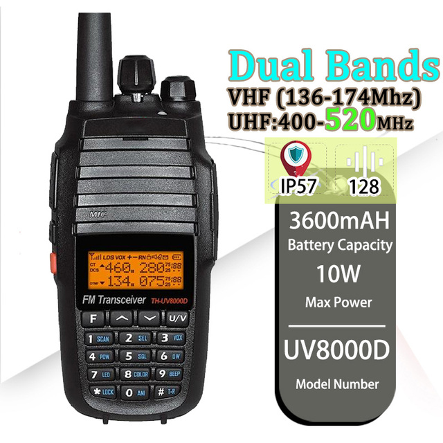 TYT TH-UV8000D Ham Radio Transceiver 10W FM Radio 3600mAh High Capacity UV-8000D Walkie Talkie Long Range