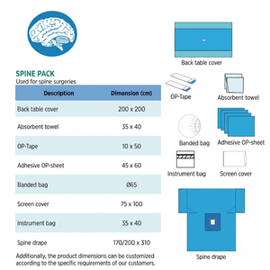Trousse médicale |   Kit de draps chirurgicaux jetables bleus pour adultes – Stérilisation EO Classe A - Product Image 2