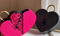 Coffret Cadeau Rose Chocolat Saint Valentin Fleur Eternelle Carton Emballage de Luxe Boîte Pack en Forme de Coeur