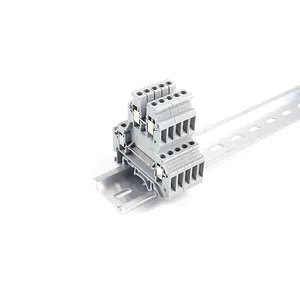 UKK 3 24-12 AWG 0.2-2.5mm Double Level Feed Through Screw Type Panel Mounted cable Electrical DIN Rail Terminal Blocks