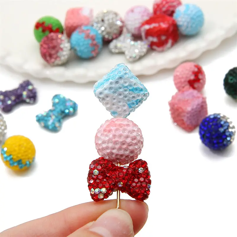 Großhandel Polymer Clay Zucker Gradient Perlen Handgemachte DIY Diamant Kugel Perlen Telefon Kette Kugel Perlen