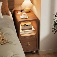 Mesitas de Noche Modernas y Elegantes para Dormitorio, con Base Esférica, Color Beige, Bonitas, de Madera, con 1 Cajón, Duraderas, para Sala de Estar