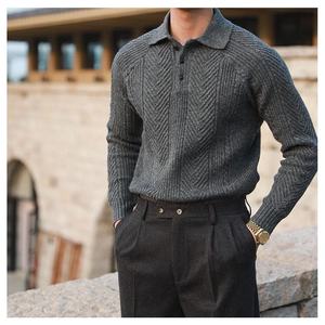 Wholesale of New Models Winter European and American Thickened Button Lapel <strong>Sweater</strong> <strong>Men's</strong> <strong>Sweater</strong> Knitwear Casual Custom logo - Product Image 4