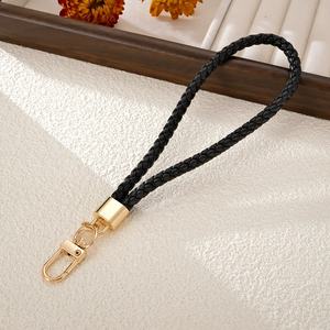Simple <b>Car</b> Keyring PU Leather Strap Braided Phone Chain Promotion Gift Low Price Gold Plated Alloy Clasp Wristlet Keychain - Product Image 4