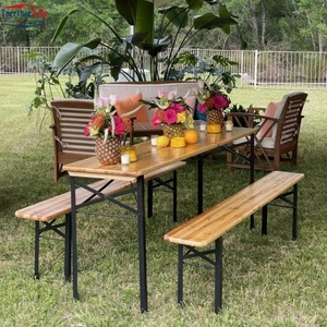 Europe Festival Event Camping Park Solid Wood Patio Outdoor Tables Entertaining <b>Wooden</b> Portable Folding <b>Picnic</b> Beer <b>Bench</b> Table - Product Image 1