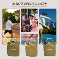 Sac de raquette de tennis en nylon froissé RTS, grande capacité, sac de rangement pour équipement sportif, sac de pickleball imperméable pour l'extérieur