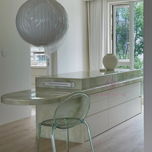 Di lusso <span class=keywords><strong>verde</strong></span> giada onice marmo <span class=keywords><strong>cucina</strong></span> isola controsoffitto traslucido pietra naturale <span class=keywords><strong>tavolo</strong></span> da Bar per la casa moderna Villa - Product Image 1
