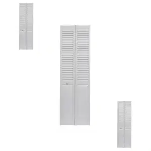 High Quality Pinecroft Seabrooke White PVC Louvered Bifold Door fits 30" Wide x 80" High