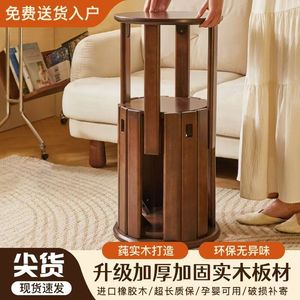 Solid Wood Stackable <b>Stool</b> Round Low Chair For <b>Bedroom</b> Living Room Study Modern Minimalist Design - Product Image 3