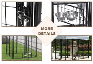 Bangke büyük açık köpek kulübesi köpek kalem oyun parkı evi UV dayanıklı Oxford bez çatı ve güvenli kilit ile çelik çit - Product Image 6