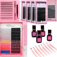 Plateaux de cils individuels en gros, noir mat, volume, soie, cachemire, fournitures d'extensions de cils
